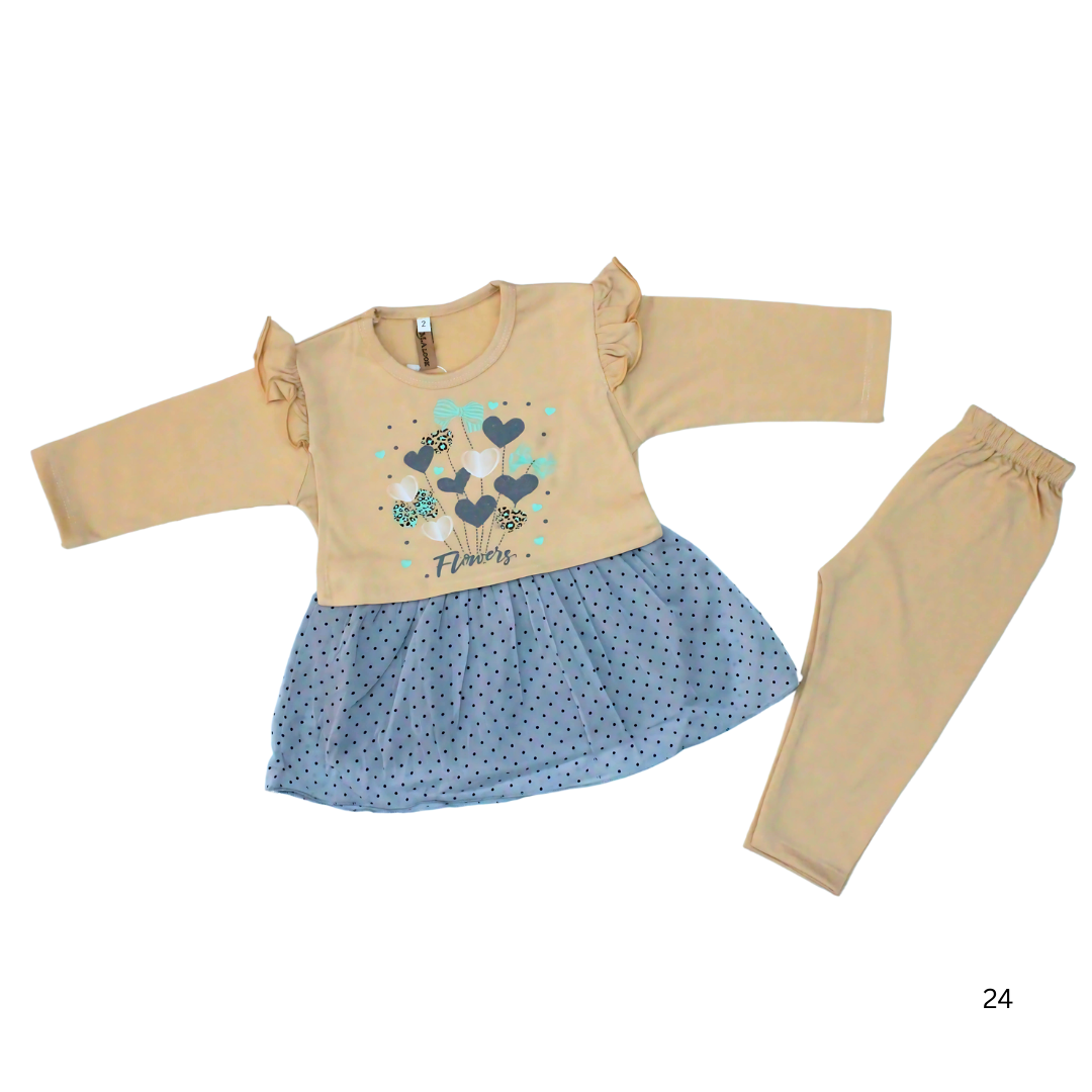 Infant Girls Floral Ruffle Top & Legging Cotton Set