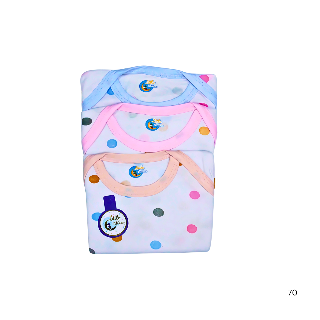 Pack of 3 Baby Bodysuits – Polka Dots Theme (Unisex)