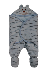 Baby Hooded Character Swaddle – Blue