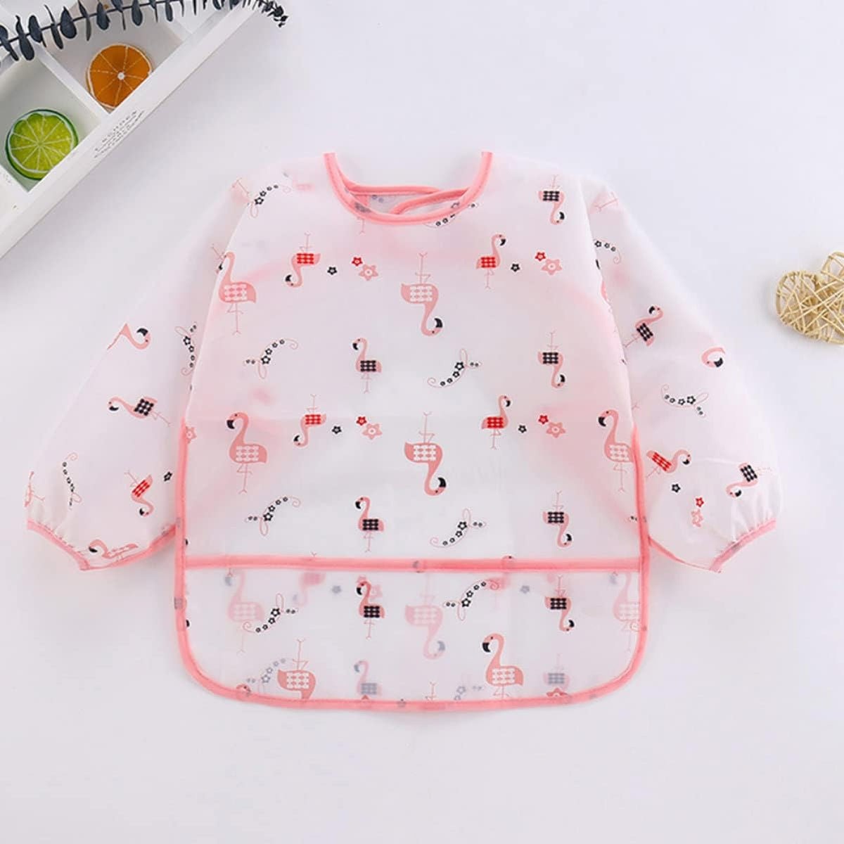 Shirt-Style Baby Apron- Pink